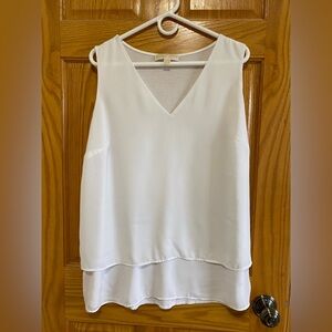 Michael Kors White Layered V-Neck Sleeveless Blouse